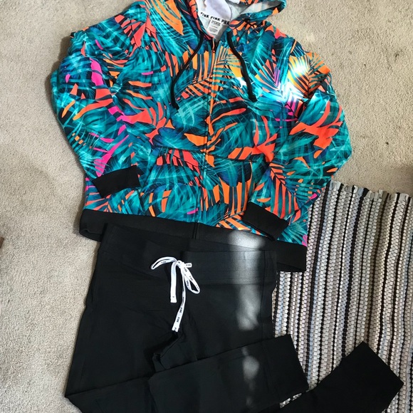 PINK Victoria's Secret Tops - NIP VS PINK MOTO LEGGING HI LOW FULL ZIP HOODIE